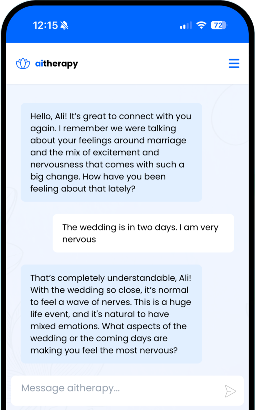 A conversation on Aitherapy about wedding anxiety A conversation on Aitherapy about wedding anxiety
